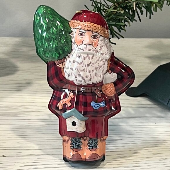 Vintage Lot Tin Hallmark Ornaments Locomotive Santa Snowman Train Car DAD Candy - Picture 4 of 16